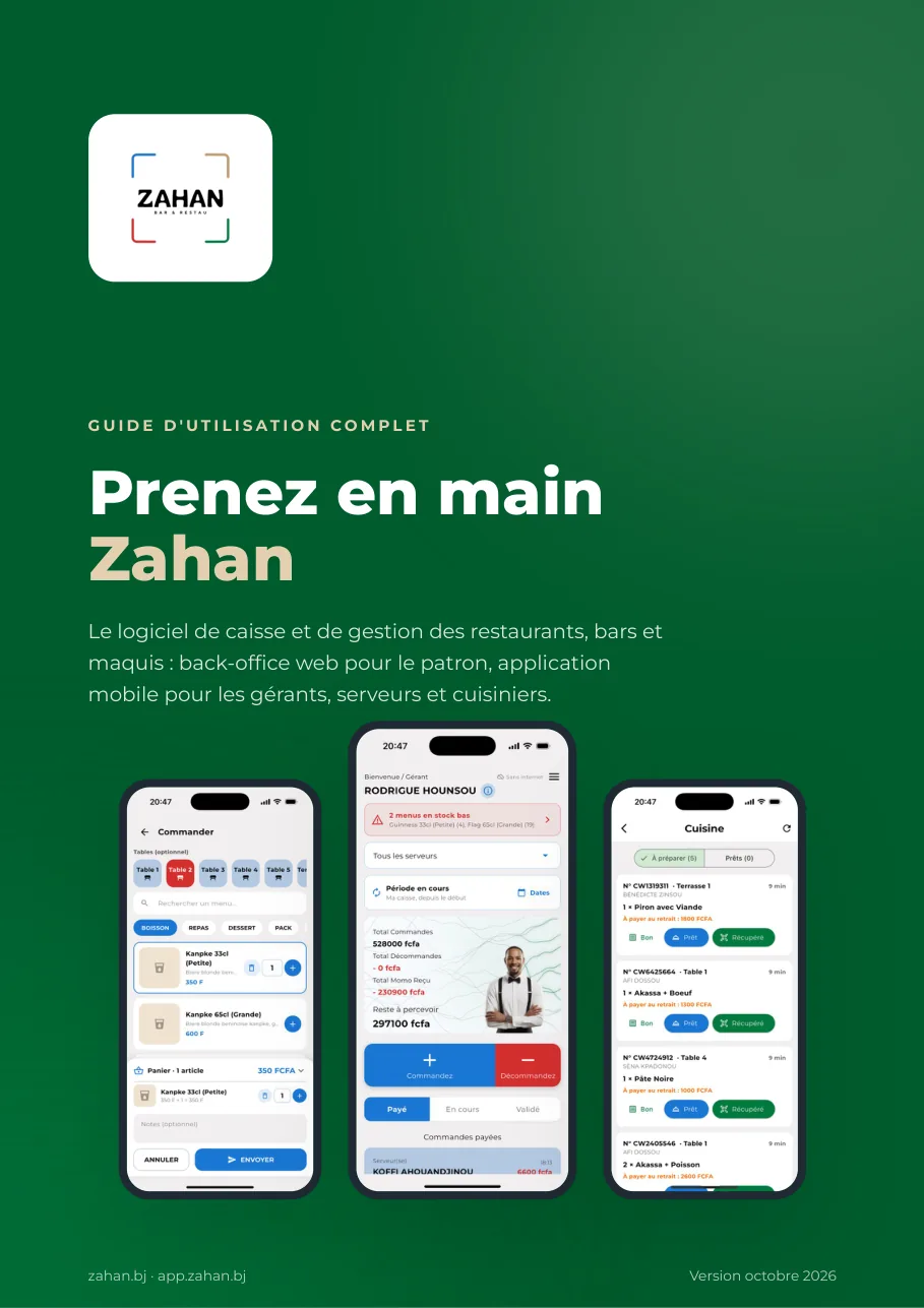 Couverture du guide d'utilisation Zahan